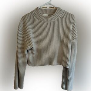 H&M Women's Ribbed Cowl Neck Sweater - Cream